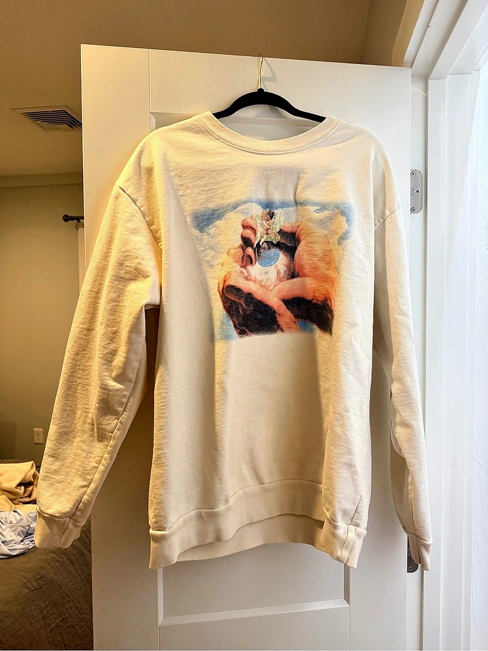 Boys Lie Graphic Crewneck Sweatshirt in Cream